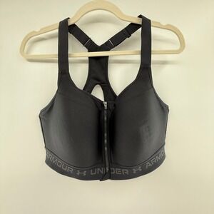 Under Armour Front Zip Sports Bra Women's 38D Black High Support